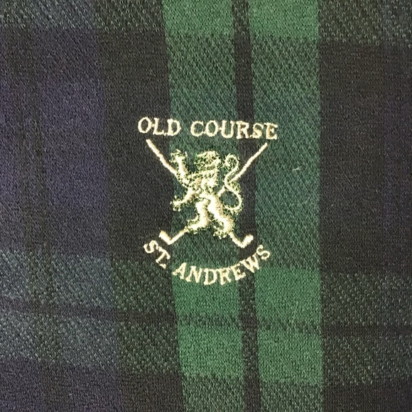 Open 2005 St.Andrews blue green plaid short sleeve polo shirt. XL - Picture 2 of 5